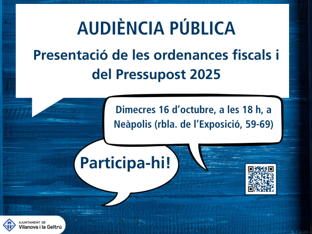Audiència Pública de Presentació de les ordenances fiscals i del Pressupost 2025