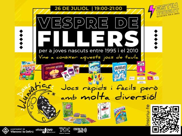 Vespre de FILLERS - 26 juliol de 19 a 21h.