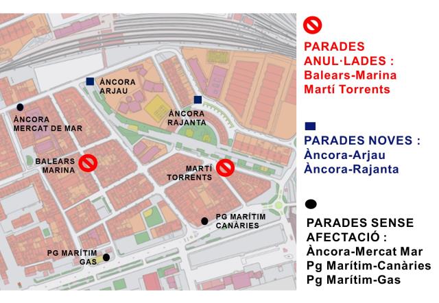 A partir del 3 març : modificació parades Barri de Mar